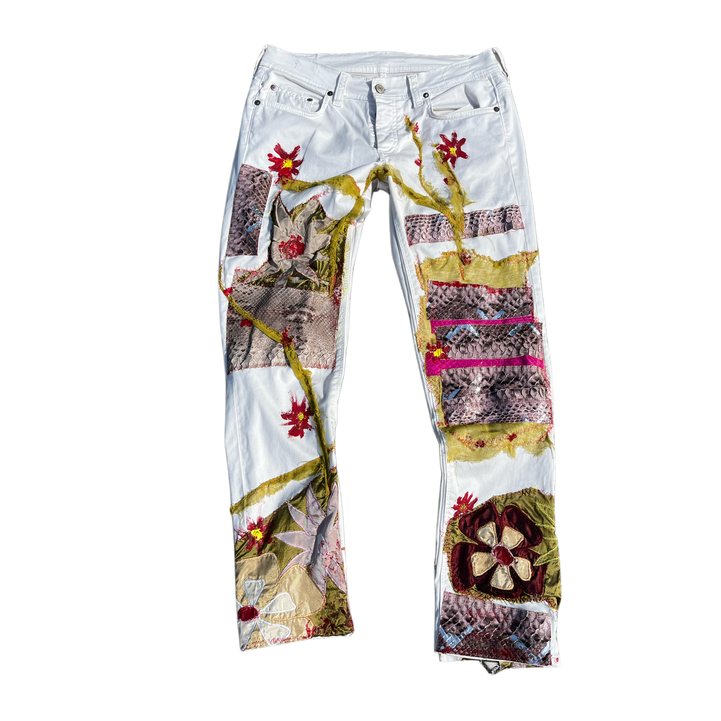 jeans pitoni fioriti